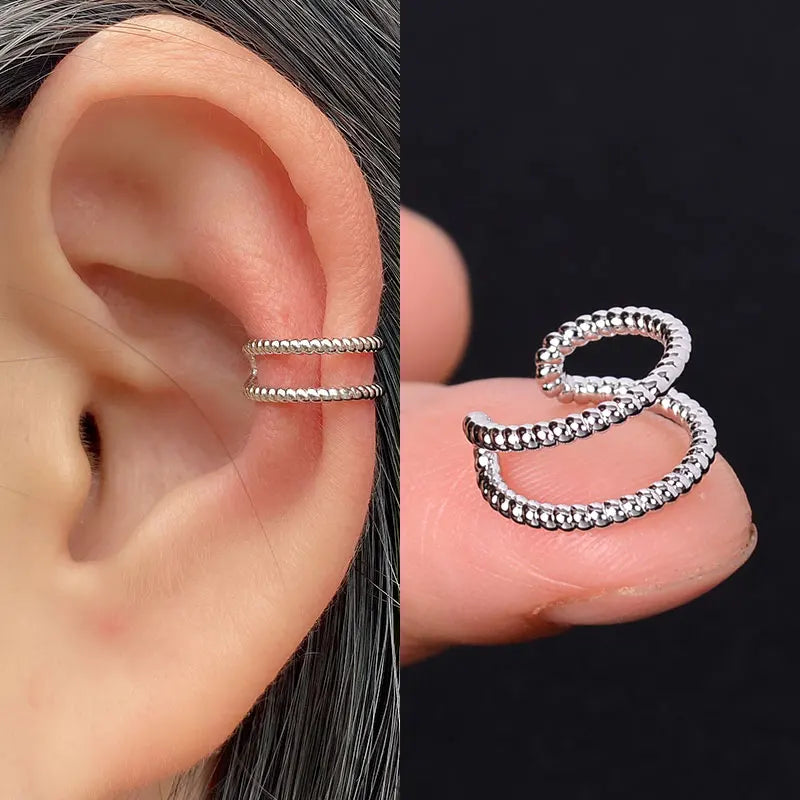 Stackable Earrings Without Ear Hole Star Wrap Clip On Earrings Earcuff for Women Ear Screen Climb Cuffs Fake Piercing One pair