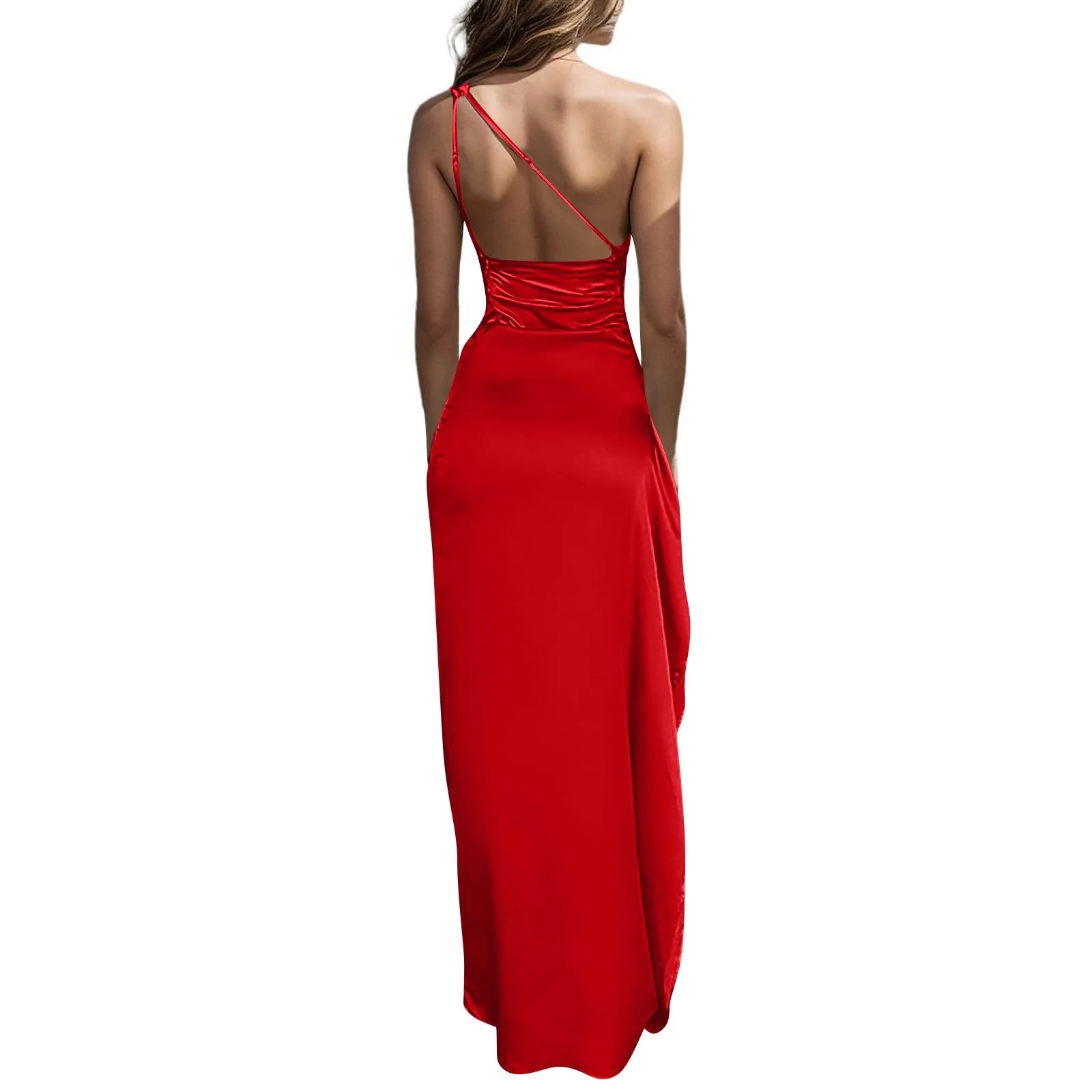 Sexy dresses for women Satin Backless Slim party Long Dress One Shoulder HighSplit Cocktail dress Wedding evening dresses elbise