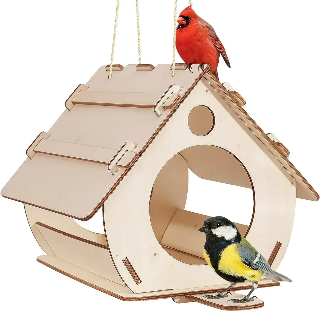 Hanging wooden bird feeders Aviary DIY assembled outdoor garden decorative feeders Birdcage Birdhouse