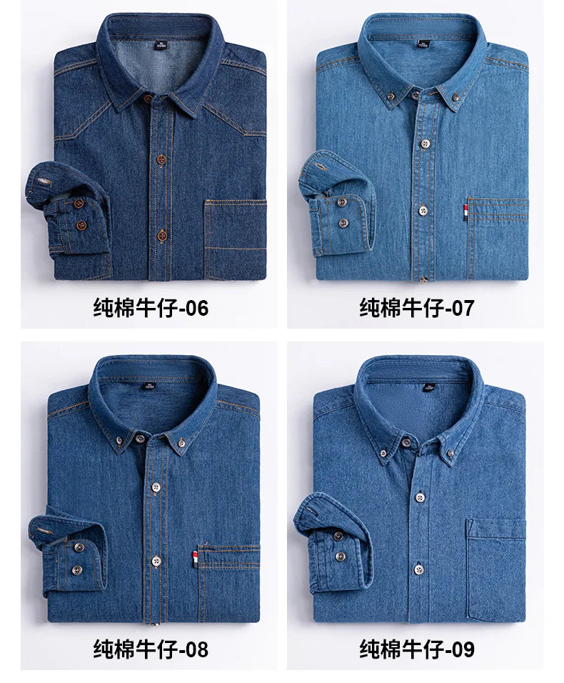 Men's shirt Long sleeve Autumn and winter 100% cotton denim coat Business casual wear high quality fashion breathable