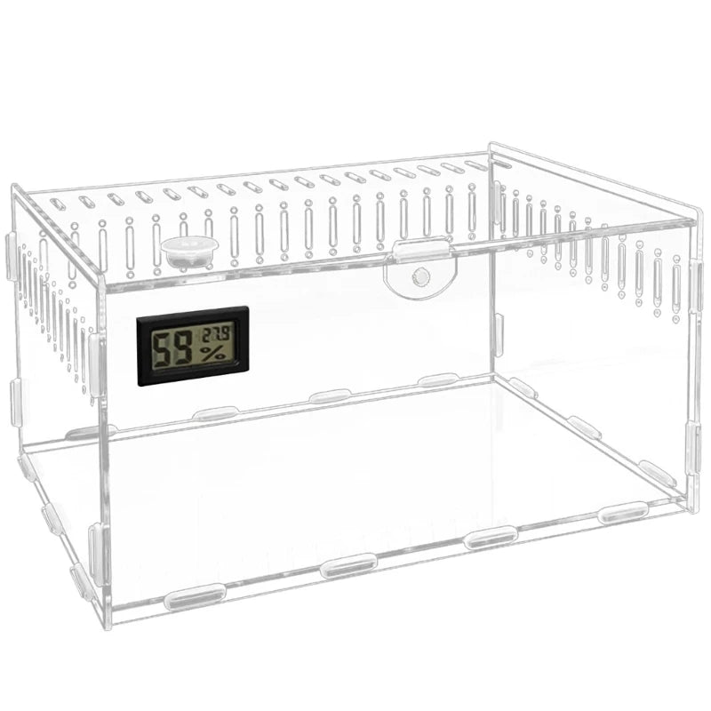 Reptiles Feeding Box Acrylic Terrariums Container for Spiders Lizards Small Pet Mini Habitat 2 Size