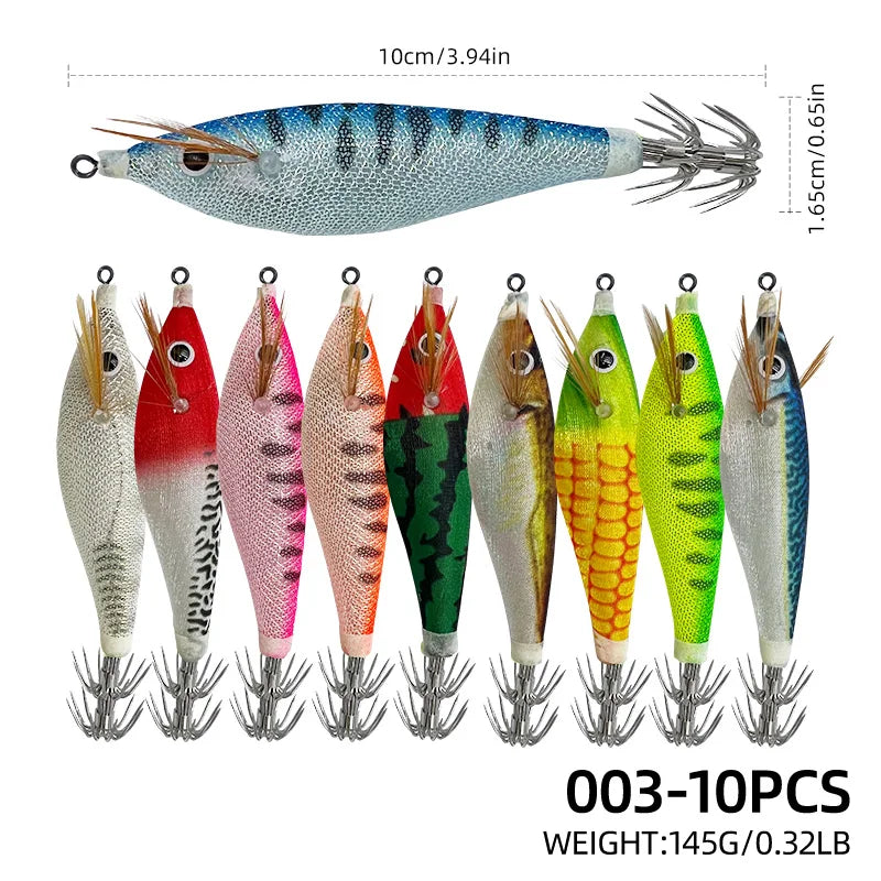 Luminous Wrapping Horizontal Shrimp 10cm Wood Shrimp Squid Hook Round Belly Shrimp Bait Lure Fake Bait