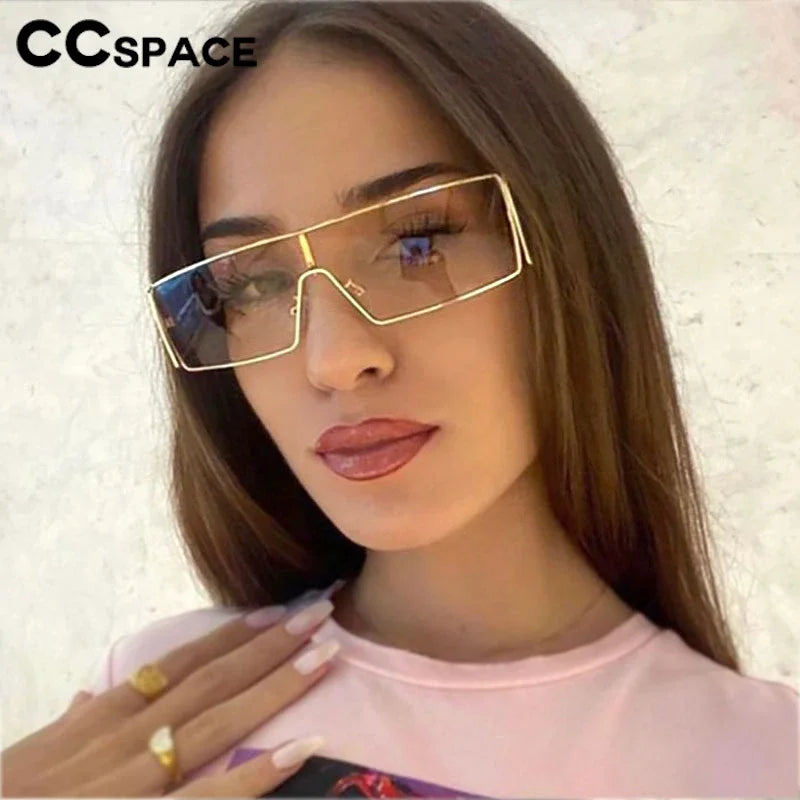 2024 Sense Of Technology Sunglasses Trendy New In One-piece Lens Goggle Ladies Outdoors Riding Sports Metal Suneyeglass 301150