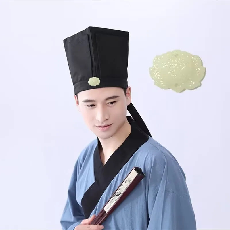Men Hanfu Hat Chinese traditional Ancient scholar Black Hat Headdress Vintage Fittings Confucian Towel Cosplay Hat For Men Black