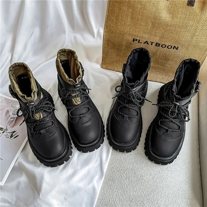Fipatbu Men's Boots Fashion Designer High Top  Non Slip Height Increased Round Toe Winter Work Breathable Walking Botas Hombre
