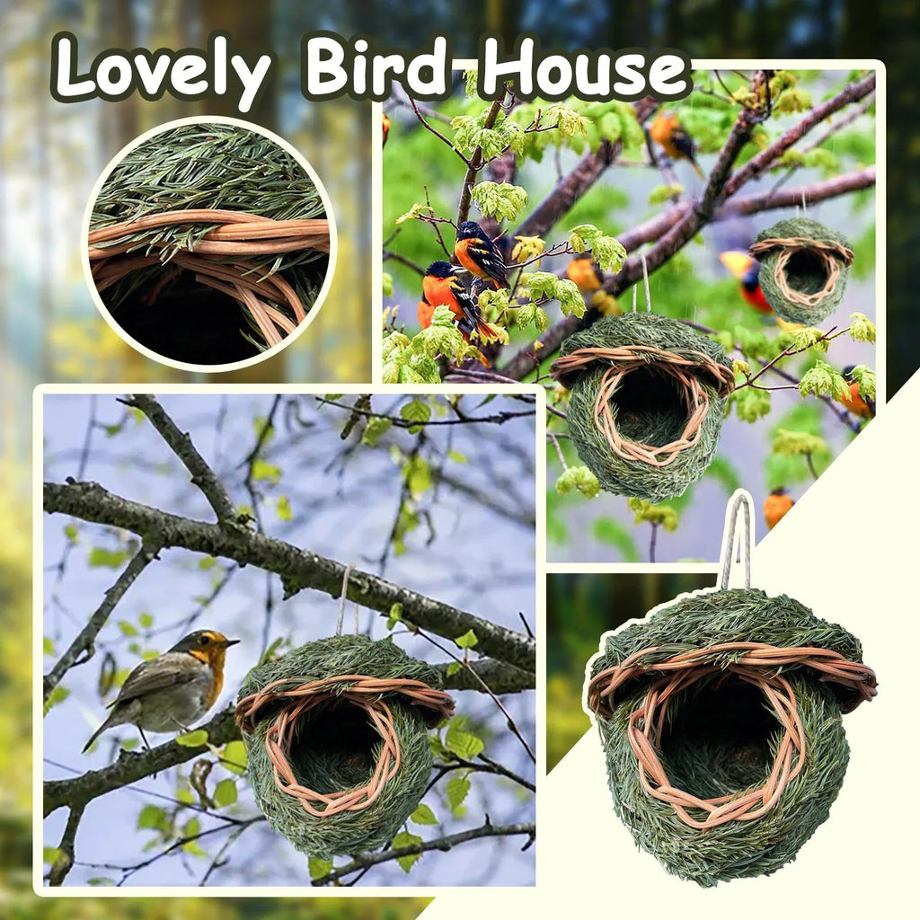 Creative Handwoven Bird House Outdoor Garden Natural Grass Style Hanging Birdhouse Funny Birdcage Hummingbird house