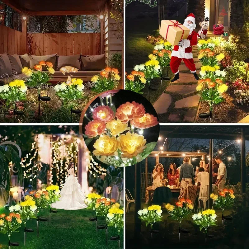 Garden Solar Lights Outdoor Snow Lotus LED Lawn Lights Valentine's Day Patio Yard Decorative Flower Party Wedding Ground Lights