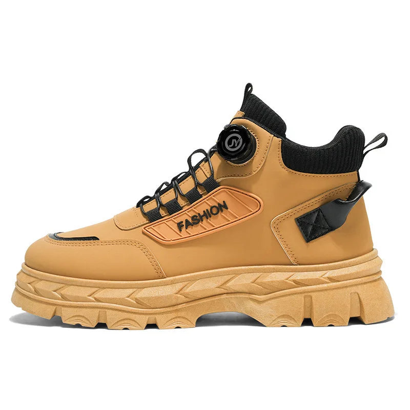 Men's Autumn New Retro Work Boots, Thick-Soled High-Top Casual Ankle Boots, Non-Slip Durable, Ideal for Daily & Outdoor Wear