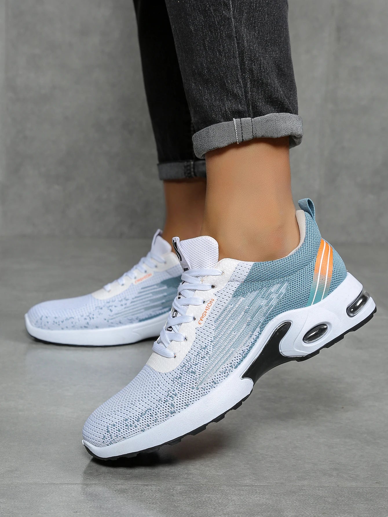 Men's shoes, men's casual shoes, breathable mesh, air-cushioned, soft-soled, color-blocked fashionable sports shoes