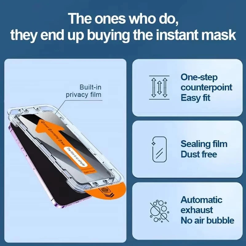 Oleophobic Coating Privacy Screen Protector For iPhone 17 Pro Max 16 15 13 11 14 12 Air 16E Mini SE 7 XR Dust Free Installation