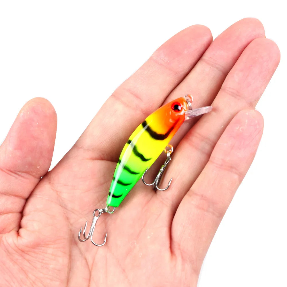 Fishing Lure 6.5g/5cm Sinking Minnow Peacock Bass Fishing Bait with 2 Trible Hook