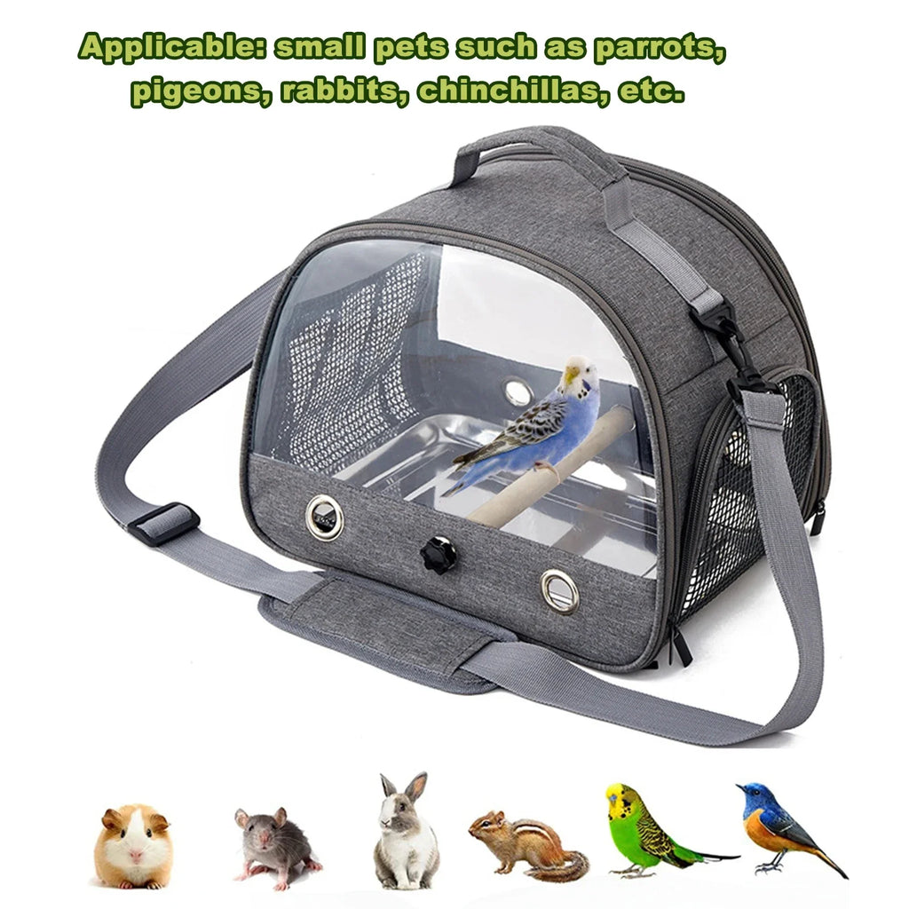 Parrot Carrier Bag Portable Bird Backpack with Perch for Birds Cage Side Window Foldable Samll Pet Travel Cage Bird Supplies