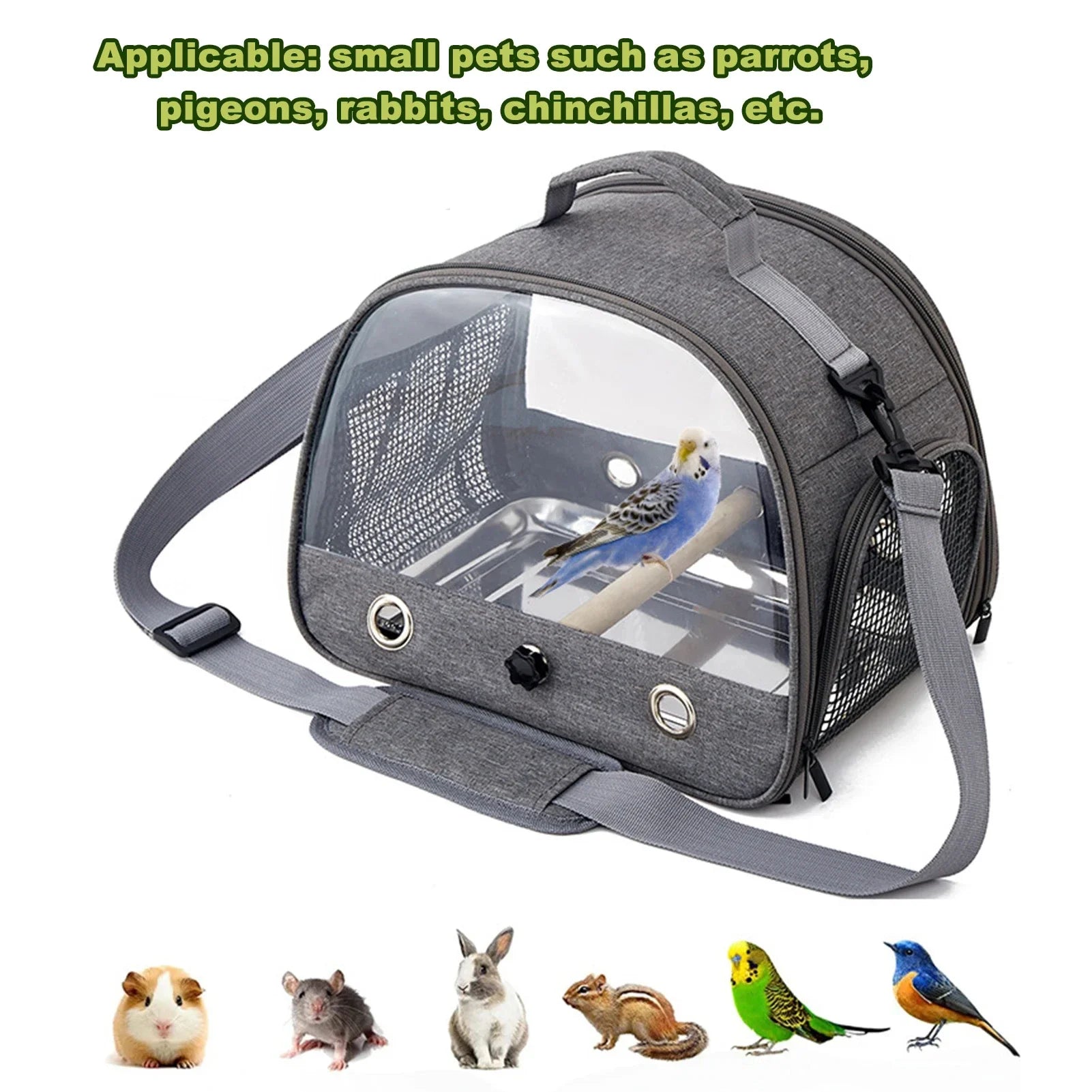 Parrot Carrier Bag Portable Bird Backpack with Perch for Birds Cage Side Window Foldable Samll Pet Travel Cage Bird Supplies