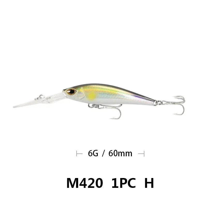 Fishing Lure Long Lip Minnow Wobbler Lure 6cm 6g Deep Diving Floating Jerkbait Swimbait Artificial Hard Bait Trout Bass Bait