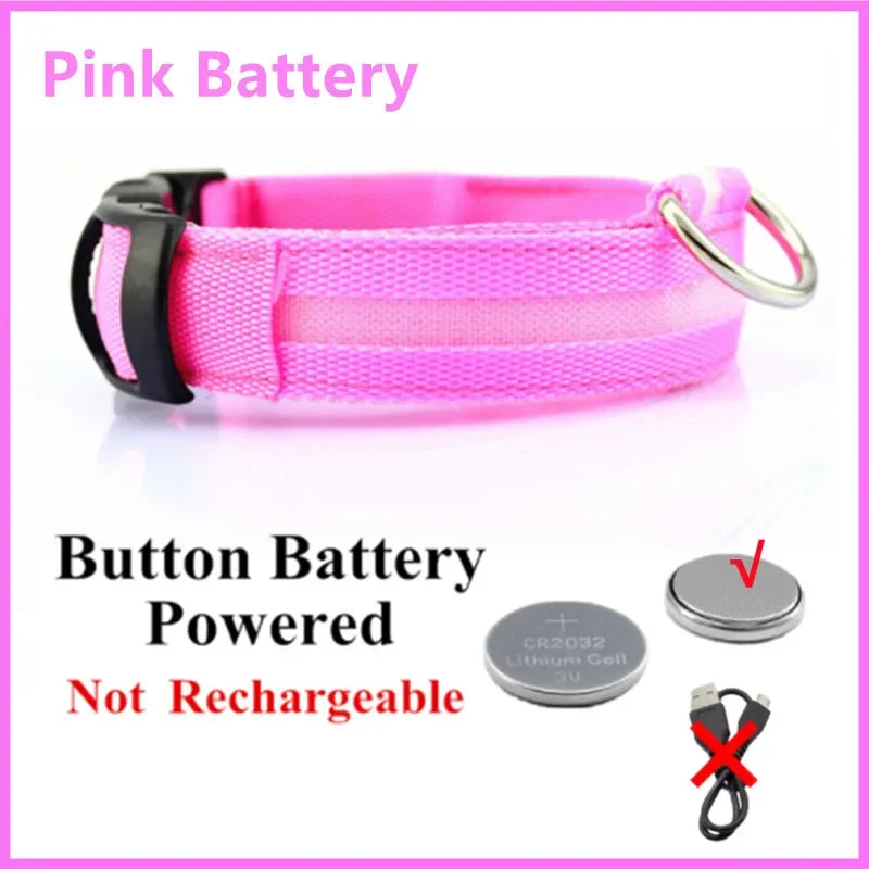 Led Glowing Dog Collar  Luminous Collar Adjustable Night Light  Harness Dog Leash For Girl Small Dogs Cat Pet Safety Accessories