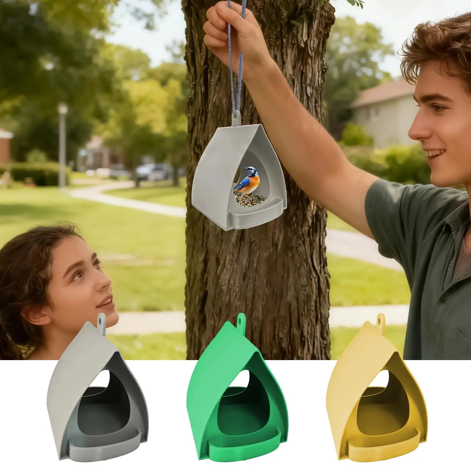 Hanging Bird Feeder Large Capacity Outdoor Bird Feeder Birdhouse Garden Bird Feeder for Sparrow Finch Balcony Yard Porch