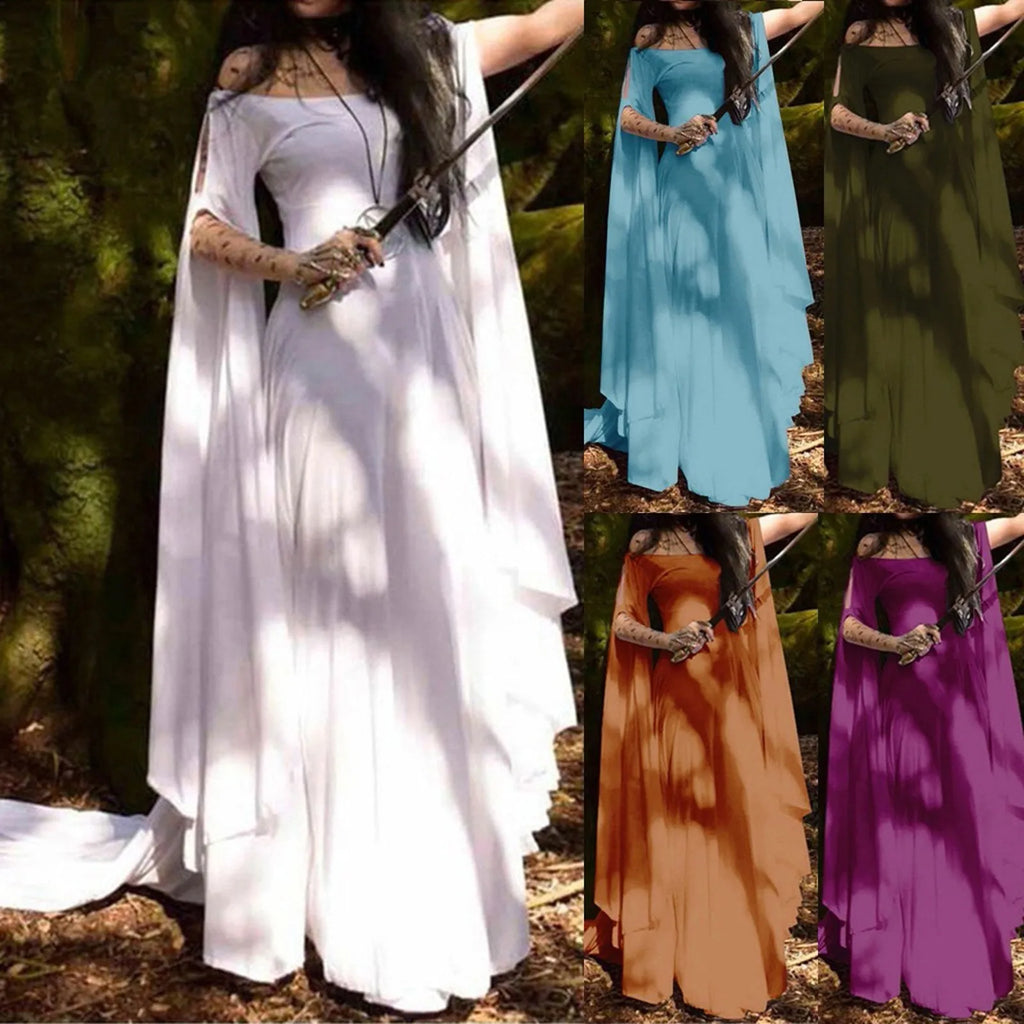 ladies dress Elegant off shoulder round Neck high Waist Wrapped Maxi Dress Women halloween Party Club Elegant Evening Dresses