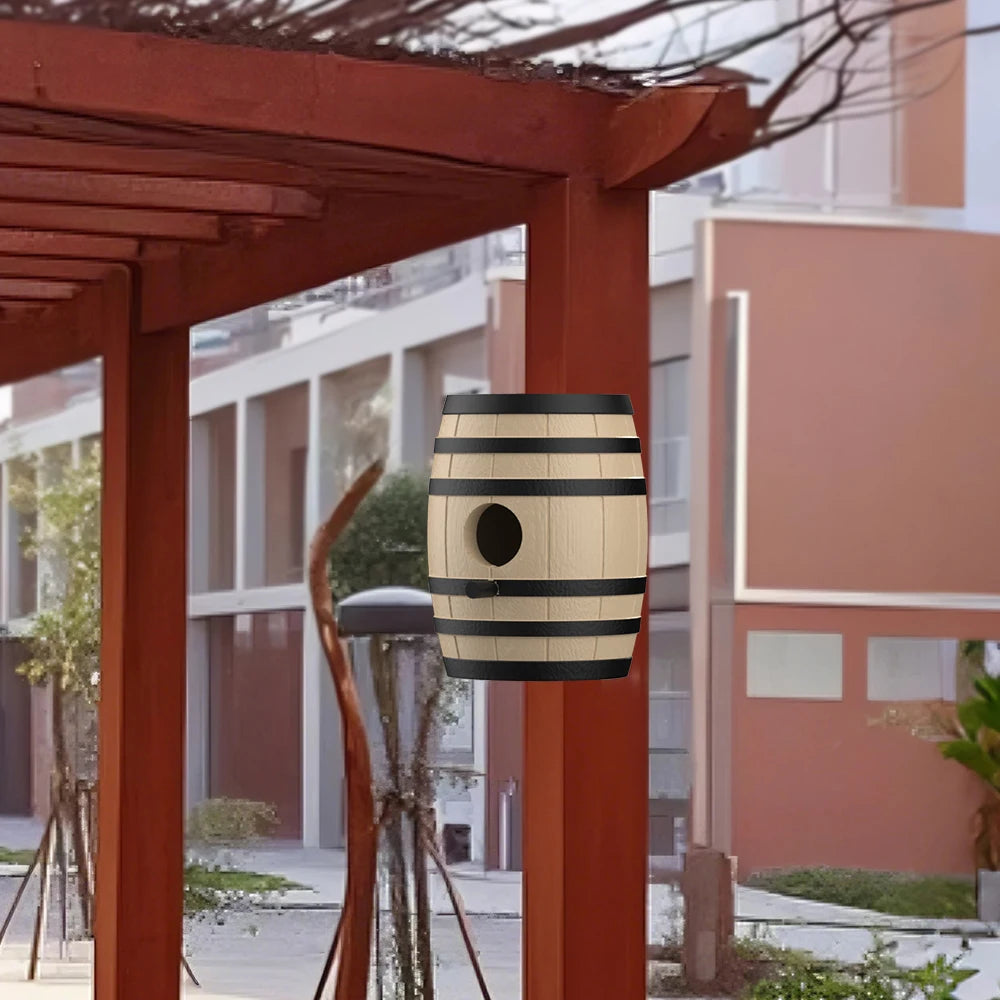 The beer barrel bird house is sturdy and durable, and can be used in various outdoor places to provide a warm home for birds