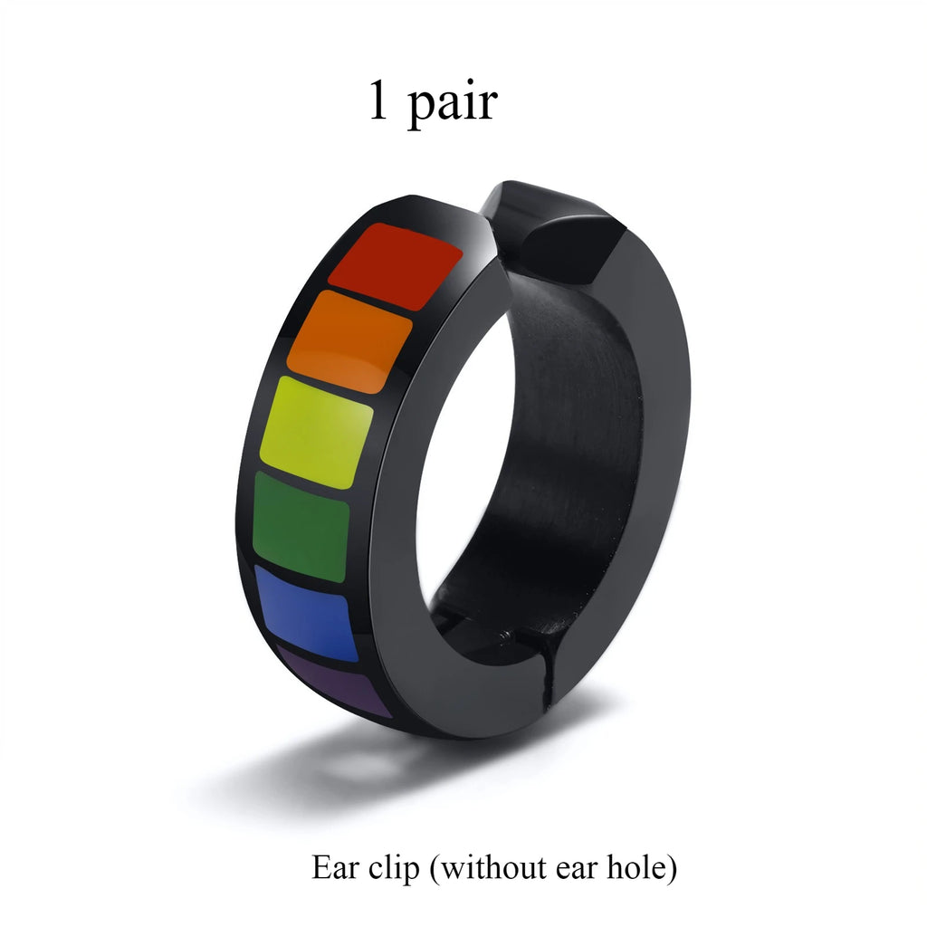 Fashionable Men's and Women's Stainless Steel Ring Earrings Without Ear Holes Ear Clips Jewelry Gifts