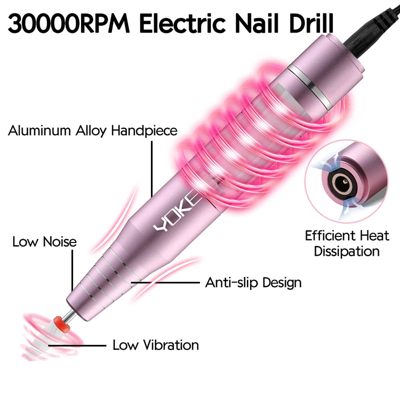30000RPM USB Nail Drill Machine For Acrylic Nail Gel Polish Milling Smoothing Calluses Manicure Machine Nail Art Salon Equipment