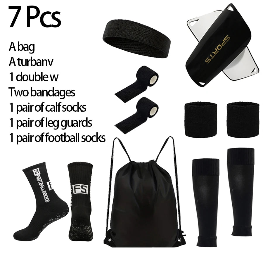 7 Set Sports Socks Football Socks Loogdeel Soccer Football Bandages Compression Stockings Bracer Football Bag Turban