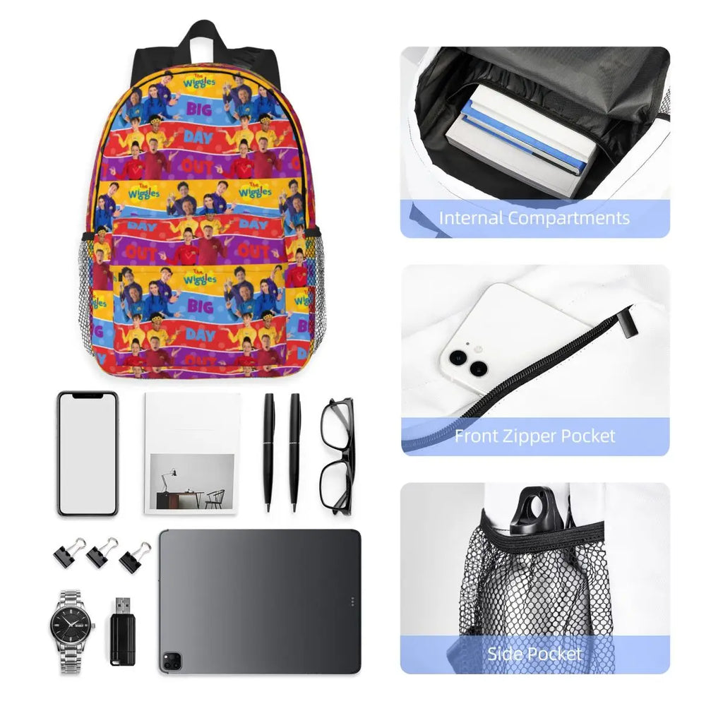 The Wiggles Tv Show Music Band Backpack Student Boys Girls BookBag Children School Bag Computer Shoulder Bags for Men Women