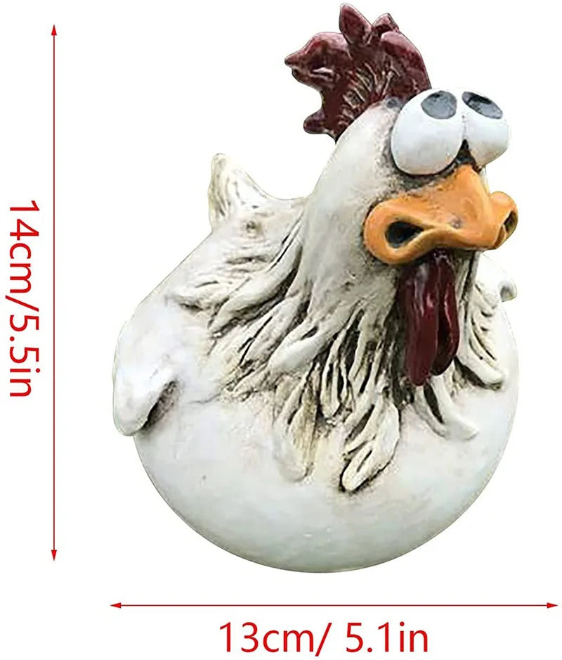 Funny Fence Chicken Spoof Rooster Garden Decoration Ornaments Resin Craft Garden  Garden
