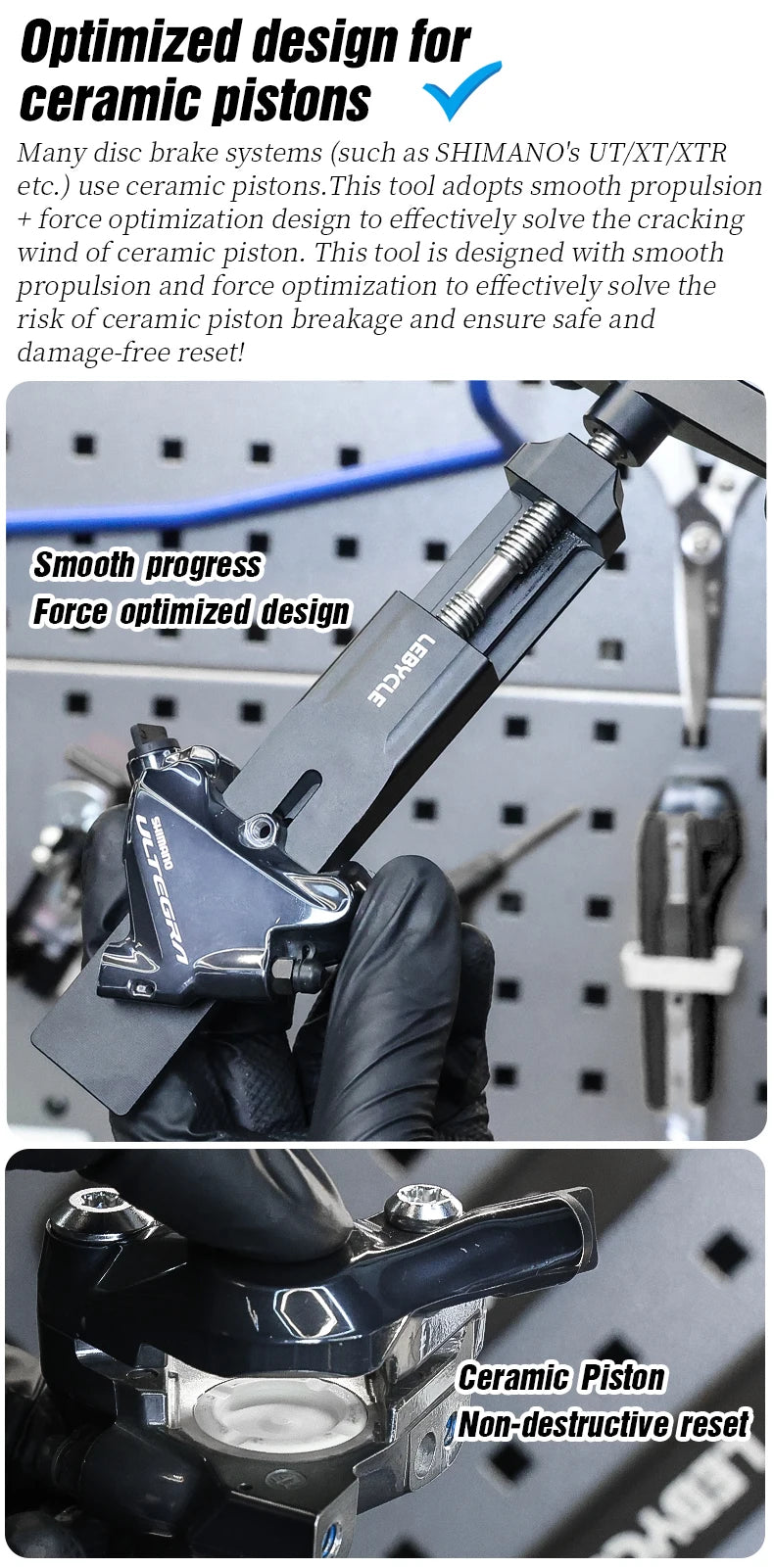 LEBYCLE Piston Reset Tool Bicycle Caliper Piston Press Tool For 2 Piston 4 Piston SHIMANO/SRAM Brake Caliper Bike Piston Tool
