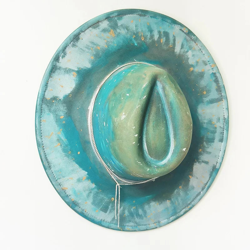 New fedora hats for women Feather Fedoras Hand-painted hat Jazz 9.5 cm wide brim top hats party 2024 sombrero british cup hat