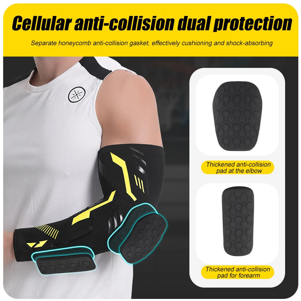 1 Pcs Sports Elbow Pads, Basketball Shooter Sleeves Arm Guard, Collision Avoidance Padded Elbow for Volleyball Football Baseball