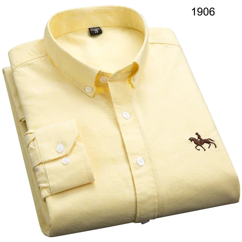 Long Sleeve Shirts for Men Clothing Autumn Winter 100% Cotton Oxford Top Blouse Large Size Business Casual Shirts Korean Fashion