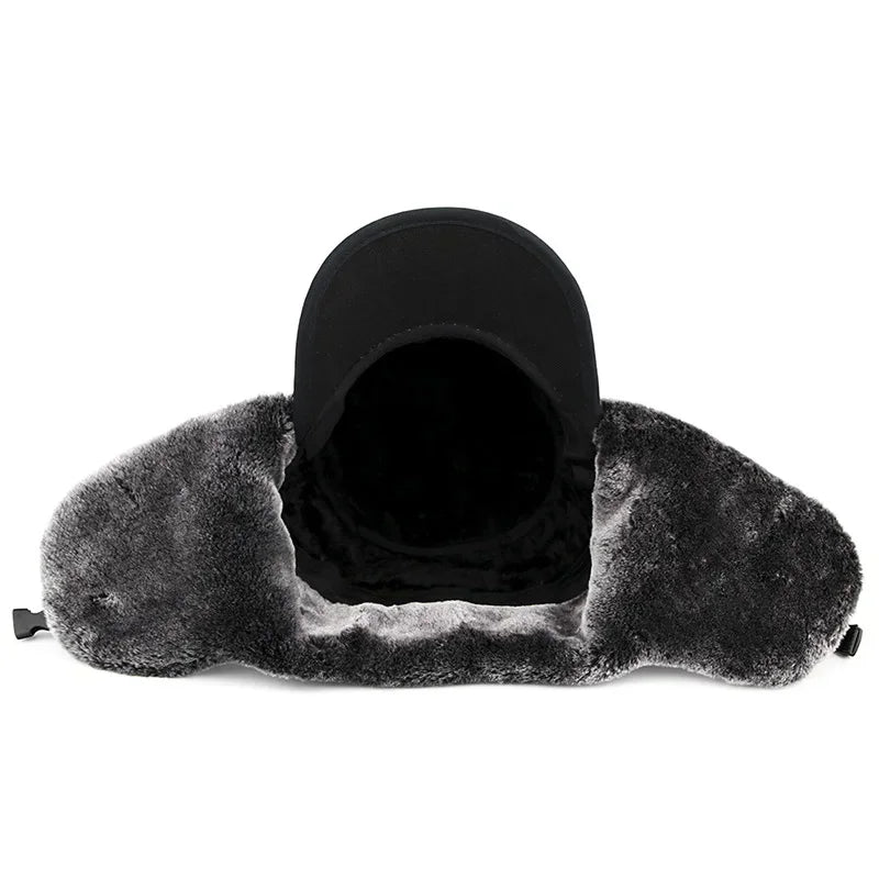Fashion New Winter Bomber Hats Men's Northeast Mask Ushanka Lei Feng Hat Outdoor Windproof Keep Warm Thick Earmuffs Flat-Top Cap