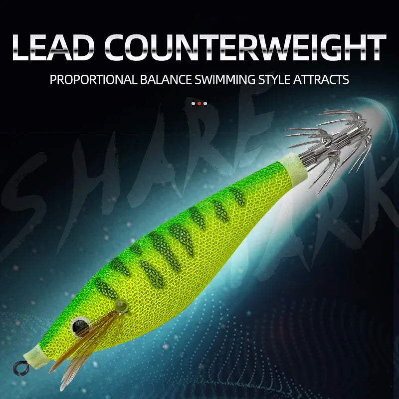 Luminous Wrapping Horizontal Shrimp 10cm Wood Shrimp Squid Hook Round Belly Shrimp Bait Lure Fake Bait