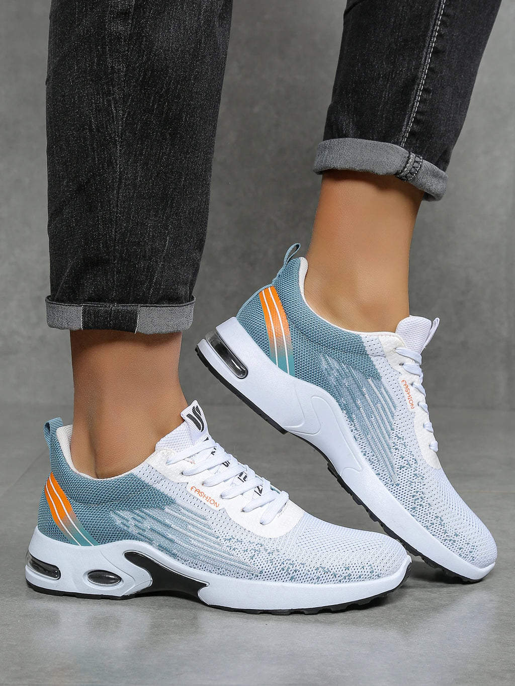 Men's shoes, men's casual shoes, breathable mesh, air-cushioned, soft-soled, color-blocked fashionable sports shoes