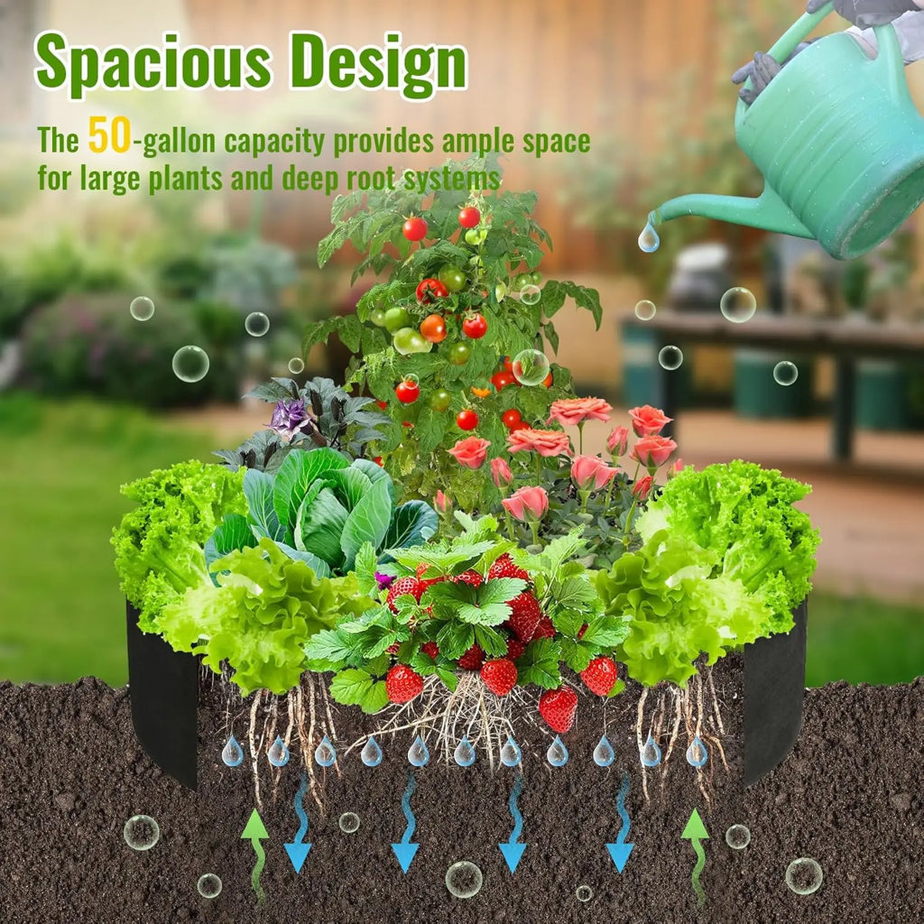 Plant Grow Bags Heavy Duty Fabric Raised Garden Planting Bed Round Breathable Felt Planting Container for Vegetables Flower Herb