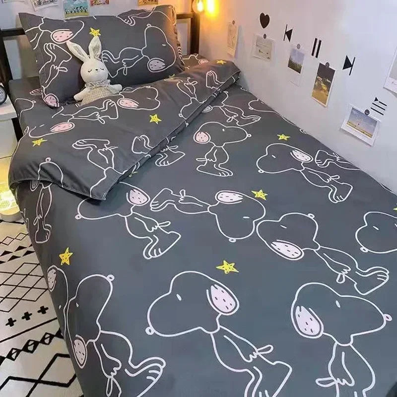 Snoopy children bedding set cartoon cute quilt cover bed sheet girl boy Cartoon bed sheet pillowcase