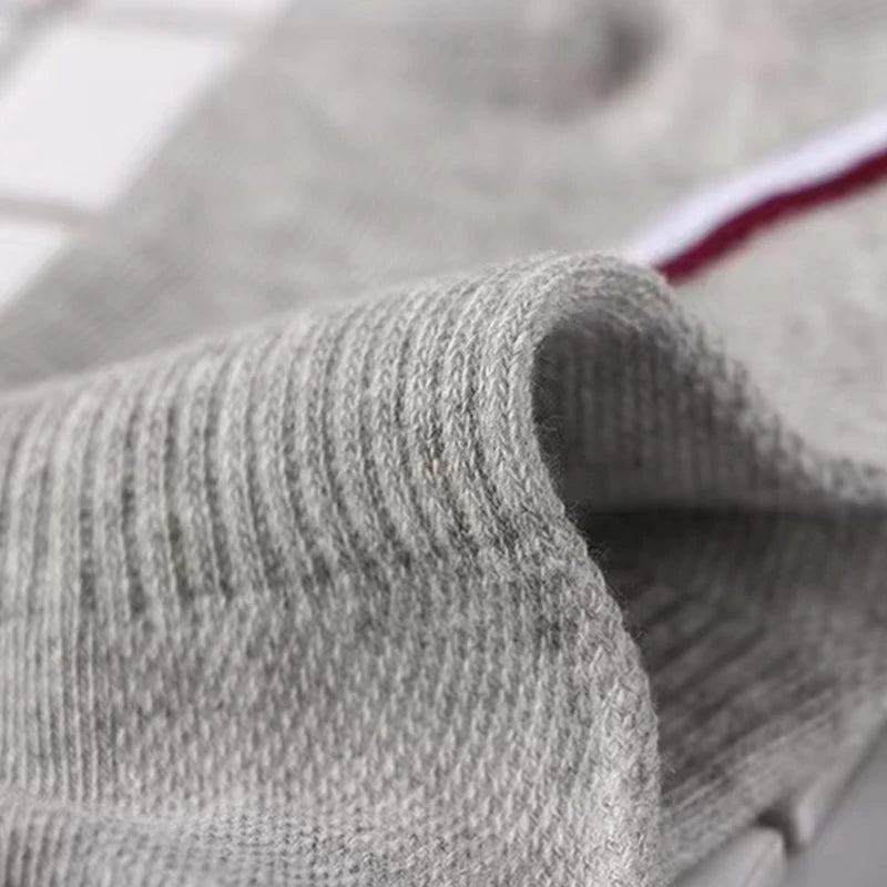 5 Pairs/pack of "Sports" MEN'S Summer Socks, Personalized Boat Socks, Breathable Mesh, Youth Student Socks, Mixed Colors