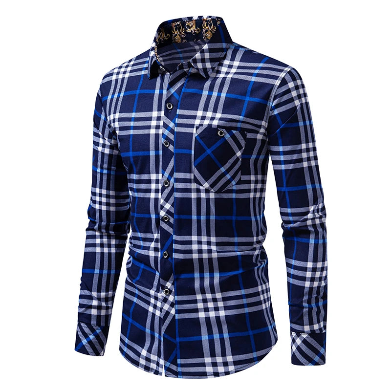 2025 Men's Striped Long Sleeve Shirt Business Casual Fashion Comfortable Non Ironing Four Seasons Versatile Top