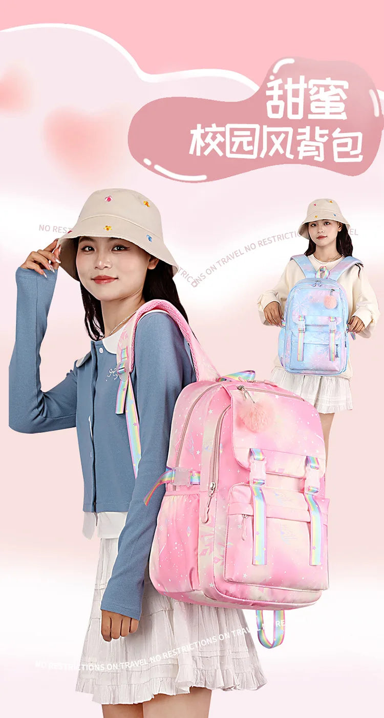 Backpack 2025 Cute Pink Backpacks for Girl Boy Fashion Casual Students Schoolbag Custom printed patterns are available.