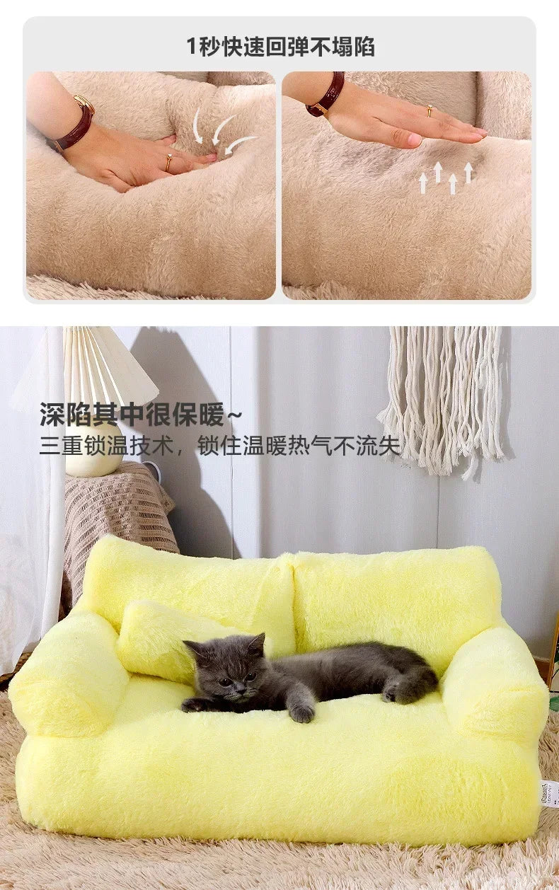 Cat Bed House Plush Dog Sofa Beds Washable Warm Pet Dog Nest Cat Beds Sofa Comfortable CatS Cushion Dog Sleep Winter Furniture