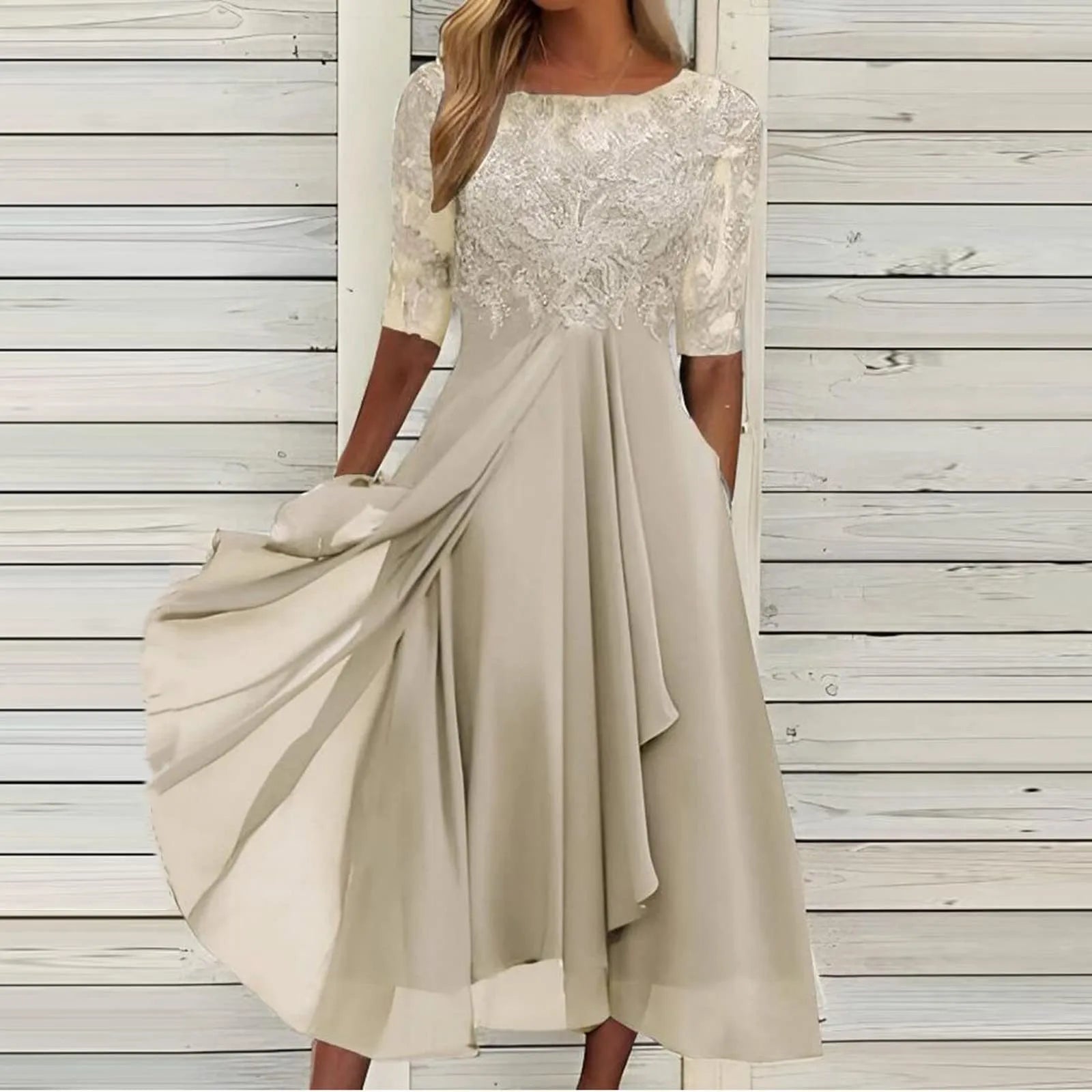Elegant Formal Party Dress Embroidery Chiffon Round Collar Short Sleeve Luxury Dress Bridesmaid Evening Dresses Vestidos платье