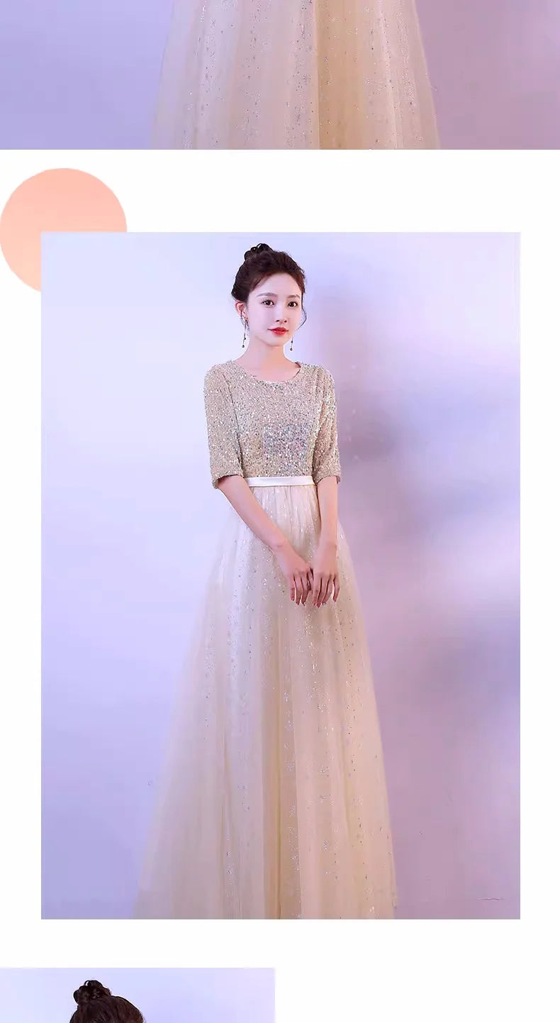 DMZ-75#Evening Bridesmaid Dresses Long Chorus Costume Host Adult Christmas Dress Sequin Wholesale Royal Blue Red  Wine Red Gary