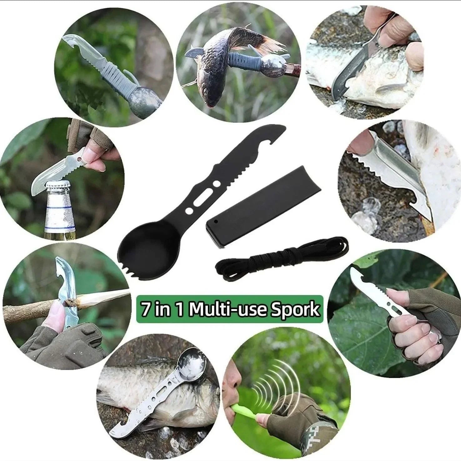 12Pieces of Outdoor Survival Equipment Multi-Functional Tool Set Adventure Self-defense First Aid Camping Equipment