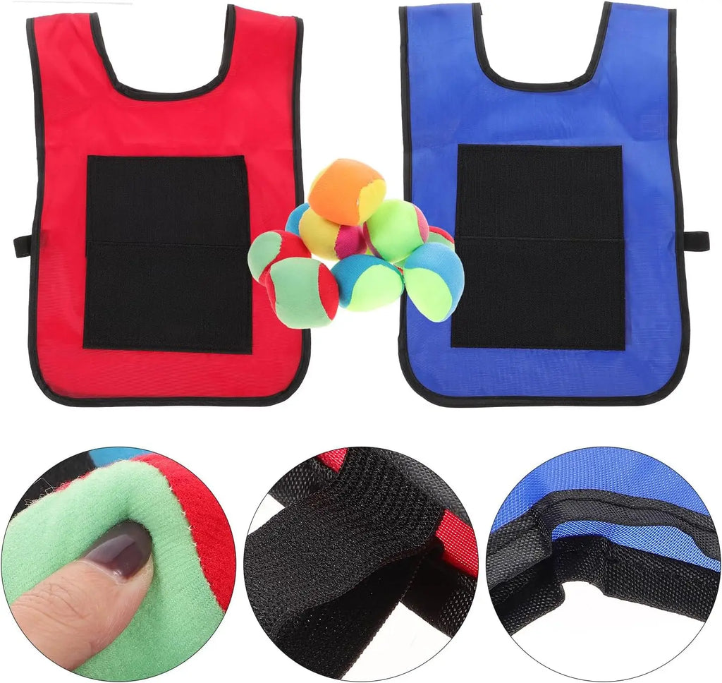 Sets Stick Throwing Ball and Vest:  Soft Fleece Balls Target Dodgeball, Outdoor Game Props for Kids Play and Sports Activities