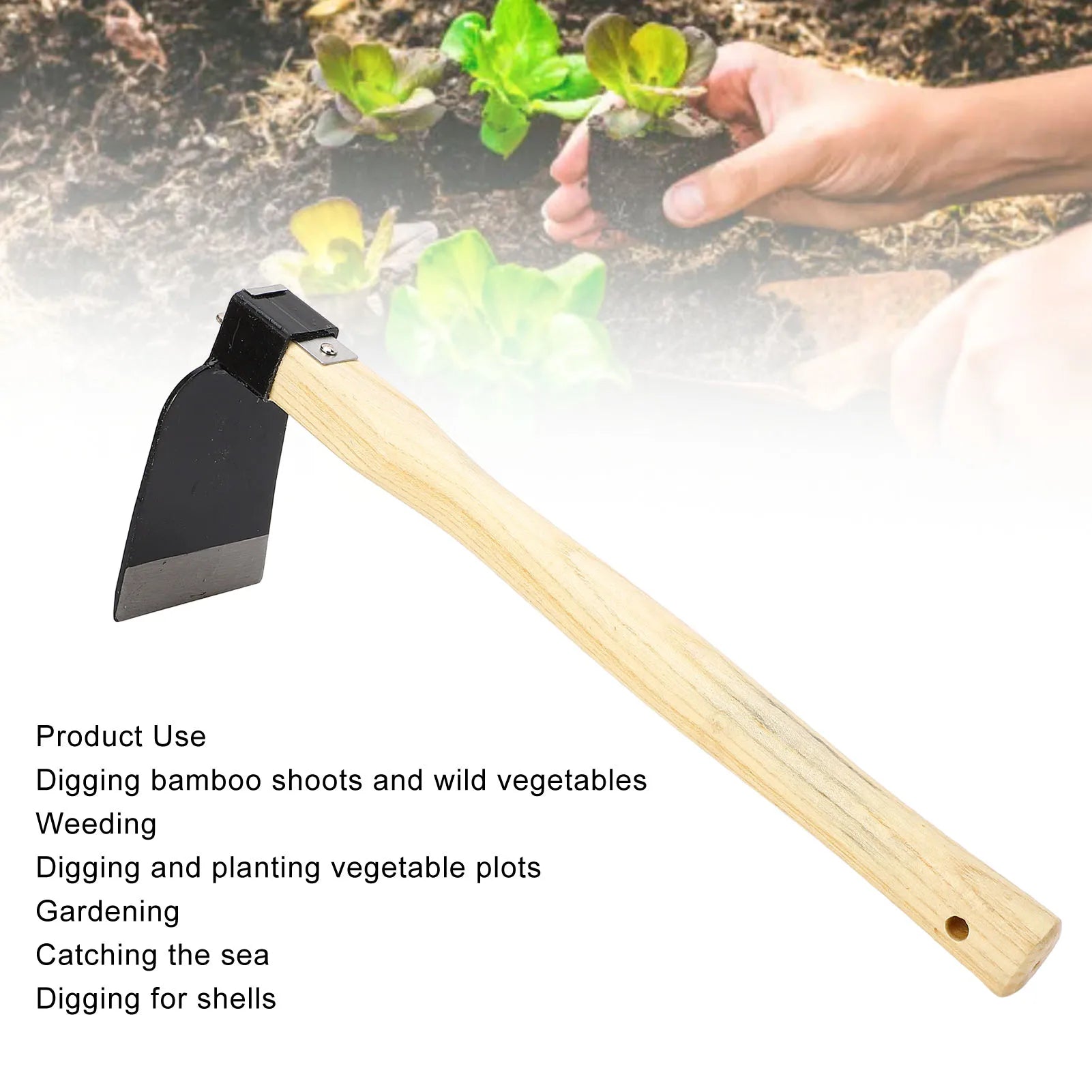 Garden Hoe Garden Weeding Hand Hoe Hand Hoe Ergonomic Wooden Handle Carbon Steel Lightweight Garden Weeding Hand Hoe for Home