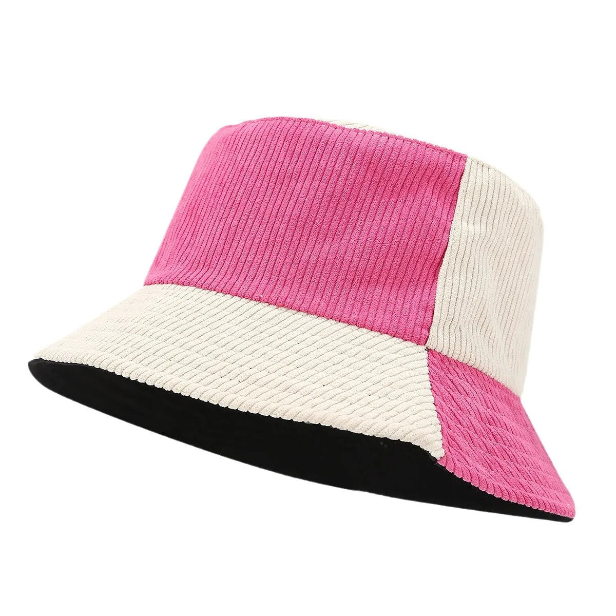 Women's Bucket Hats American Retro Contrasting Color Harajuku Simple Versatile Corduroy Fisherman Hats Large Brim Caps For Girl