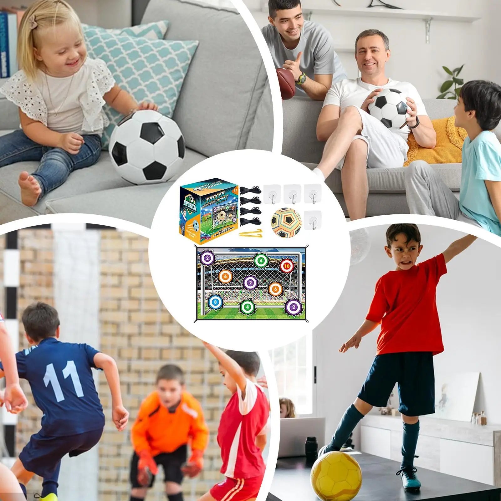 Soccer Ball Game Set for Kids Boys Toss Soccer Goal Game Soccer Training Equipment Set With 1 Ball 1 Flannel Target And 2 Ground