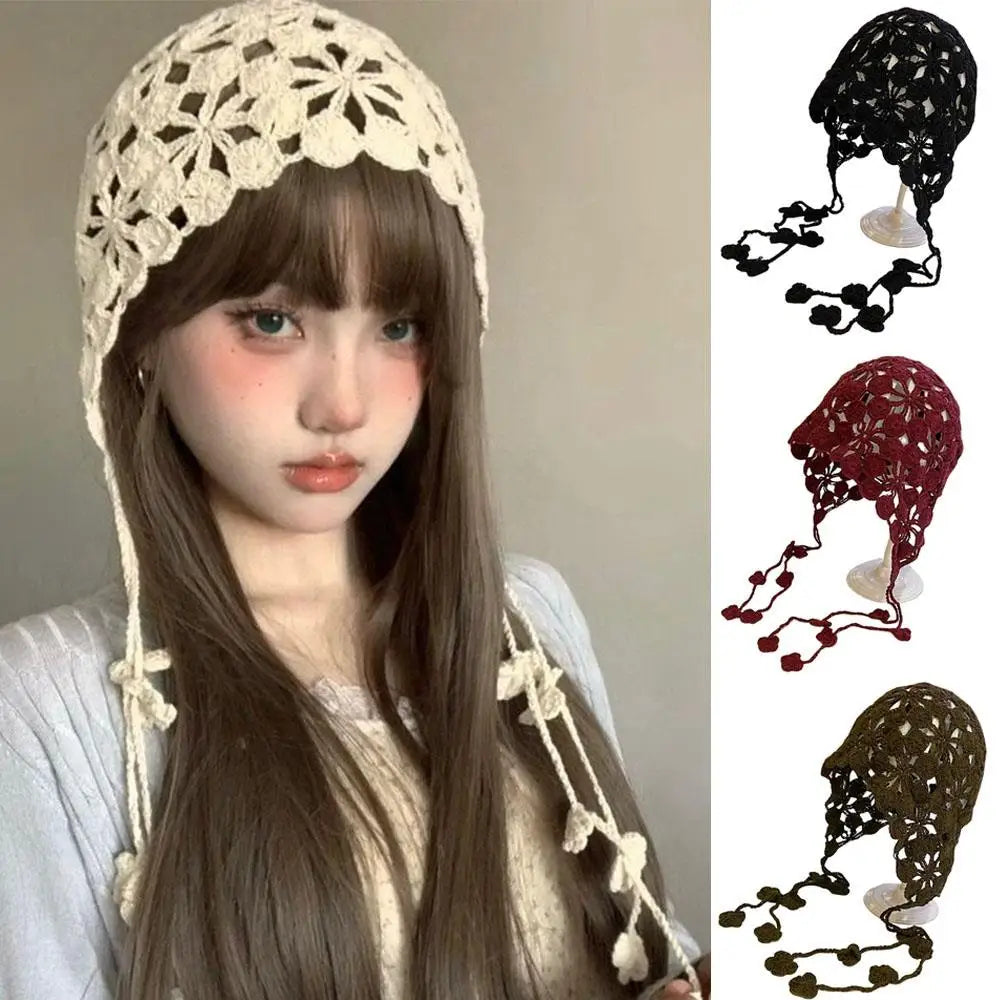 Knitted Hats Handmade Hollowed Knit Cap Literary Fisherman's Hat Crocheted Hat Ethnic Baotou Cap Cotton Pullover Hat Breathable