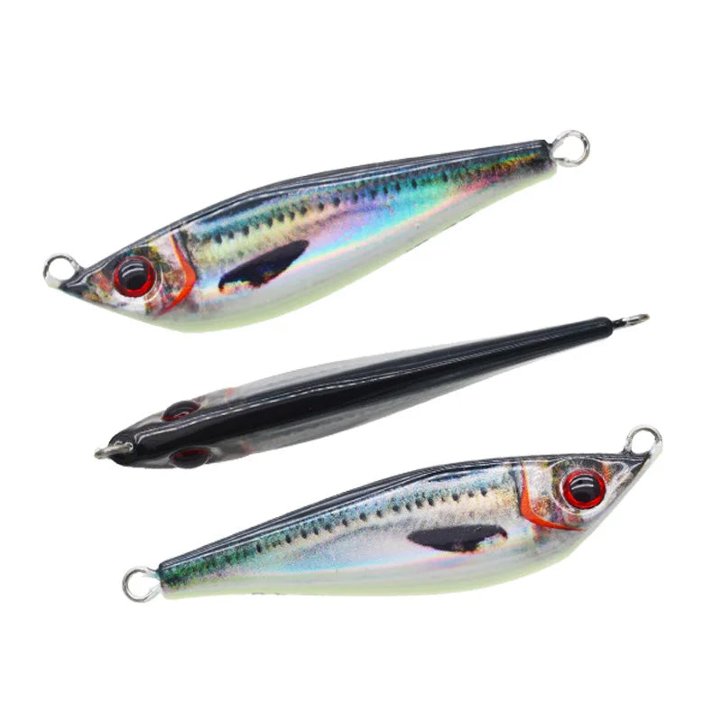 Fisher Town  Metal jig 20g40g60g80g 3D Print Laser slow jig Trout Sea Fishing Bait micro jig Sea Fishing Bait Jigging Lure Metal