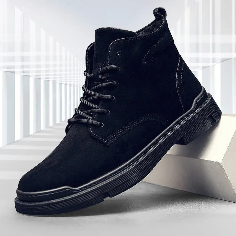 Men's Boots Outdoor Ankle Boots Autumn Winter Platform Casual Shoes British Style Retro High Top Shoes Lace-up Work Male Boots